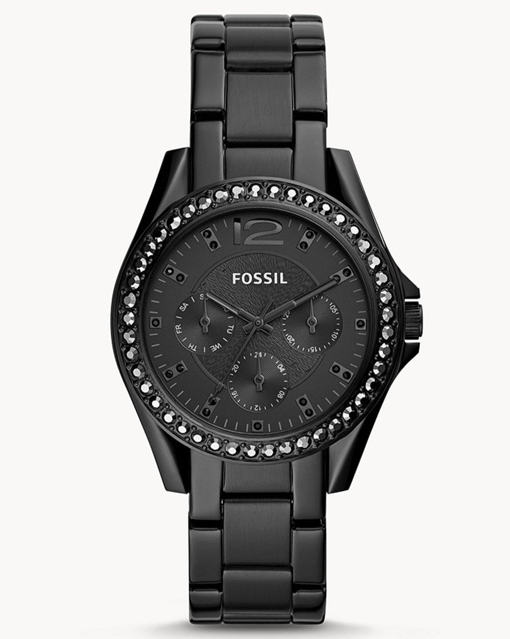  Shop Authentic Fossil Riley Multifunction Black Dial Black Steel Strap Watch for Women - ES4519 - Luxxuri