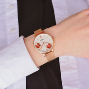  Shop Authentic Fossil Jacqueline Three-Hand White Dial Rose Gold Mesh Bracelet Watch for Women - ES4534 - Luxxuri