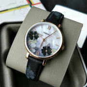  Shop Authentic Fossil Jacqueline Mother of Pearl Dial Black Leather Strap Watch for Women - ES4535 - Luxxuri