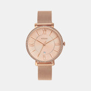 Shop Authentic Fossil Jacqueline Quartz Rose Gold Dial Rose Gold Mesh Strap Watch for Women - ES4628 - Luxxuri