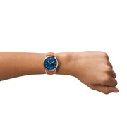  Shop Authentic Fossil Commuter Blue Dial Blue Leather Strap Watch for Men - FS5325 - Luxxuri