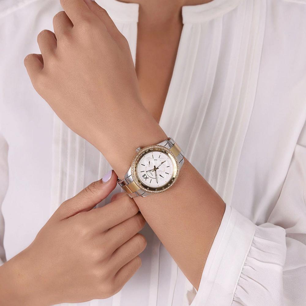  Shop Authentic Fossil Stella Sport Multifunction Silver Dial Two Tone Steel Strap Watch for Women - ES5107 - Luxxuri