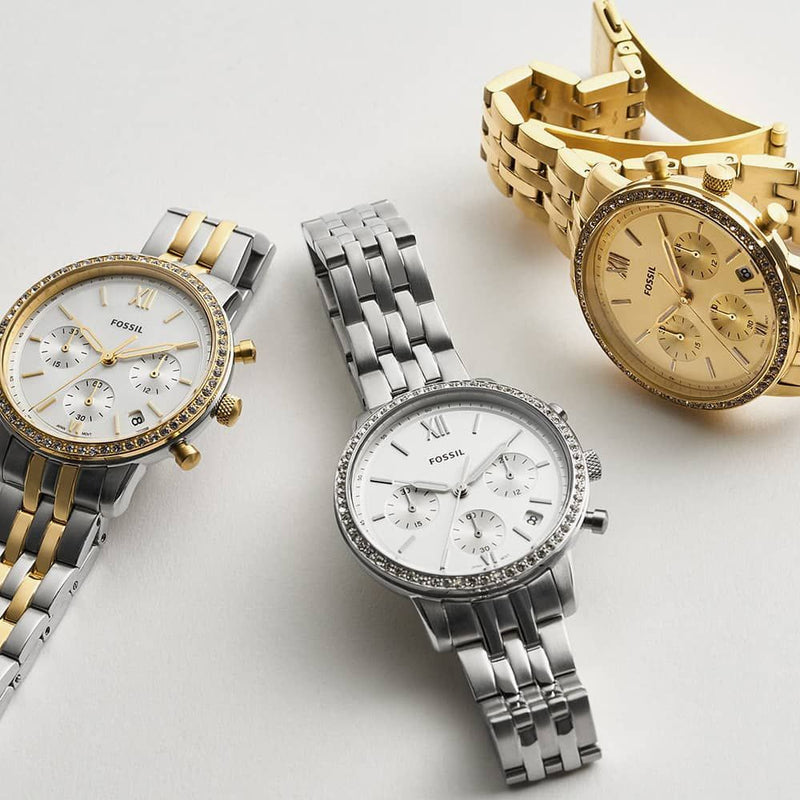 Shop Authentic Fossil Neutra Chronograph Silver Dial Silver Steel Strap Watch for Women - ES5217 - Luxxuri