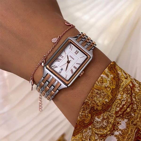  Shop Authentic Fossil Raquel Three Hand White Dial Two Tone Steel Strap Watch For Women - ES5222 - Luxxuri