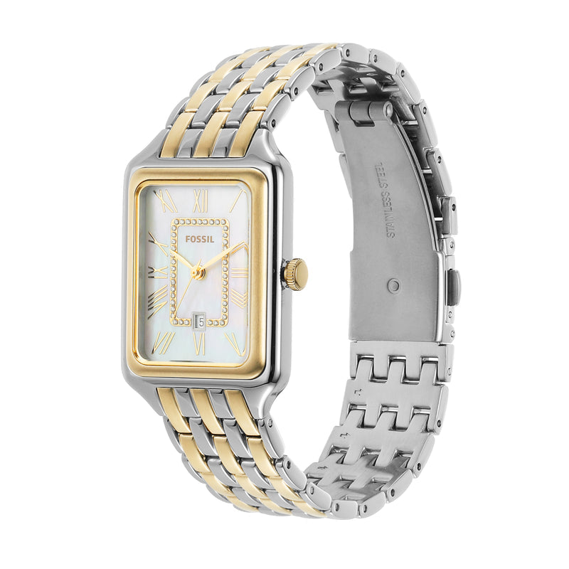  Shop Authentic Fossil Raquel Three Hand Mother of Pearl Dial Two Tone Steel Strap Watch For Women - ES5305 - Luxxuri