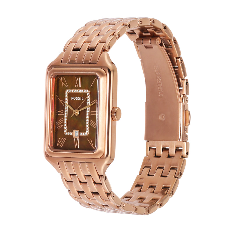  Shop Authentic Fossil Raquel Three Hand Date Brown Dial Rose Gold Steel Strap Watch For Women - ES5323 - Luxxuri