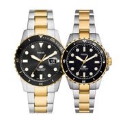  Shop Authentic Fossil Blue Dive Three Hand Black Dial Two Tone Steel Strap Watch For Women - ES5349 - Luxxuri