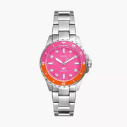  Shop Authentic Fossil Blue Dive Analog Pink Dial Silver Steel Strap Watch For Women - ES5351 - Luxxuri