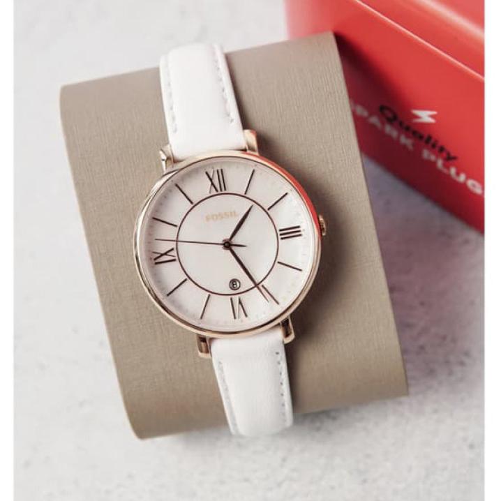  Shop Authentic Fossil Jacqueline Quartz Mother of Pearl White Dial White Leather Strap Watch for Women - ES4579 - Luxxuri