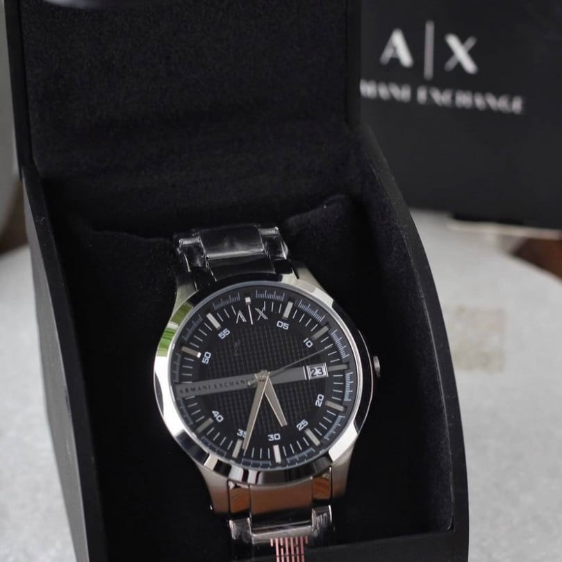  Shop Authentic Armani Exchange Hampton Chronograph Black Dial Silver Steel Strap Watch For Men - AX2103 - Luxxuri