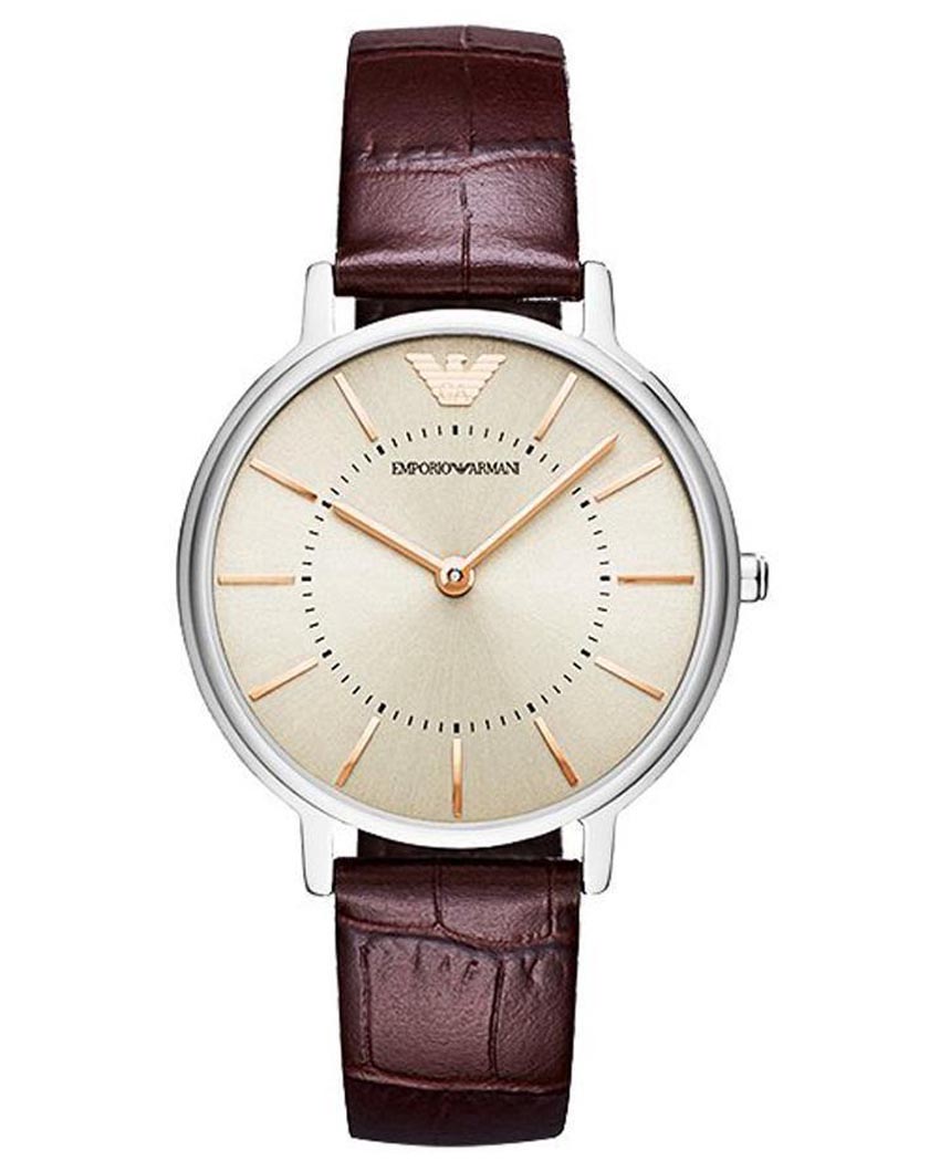  Shop Authentic Emporio Armani Dress Quartz Silver Dial Brown Leather Strap Watch For Women - AR11063 - Luxxuri