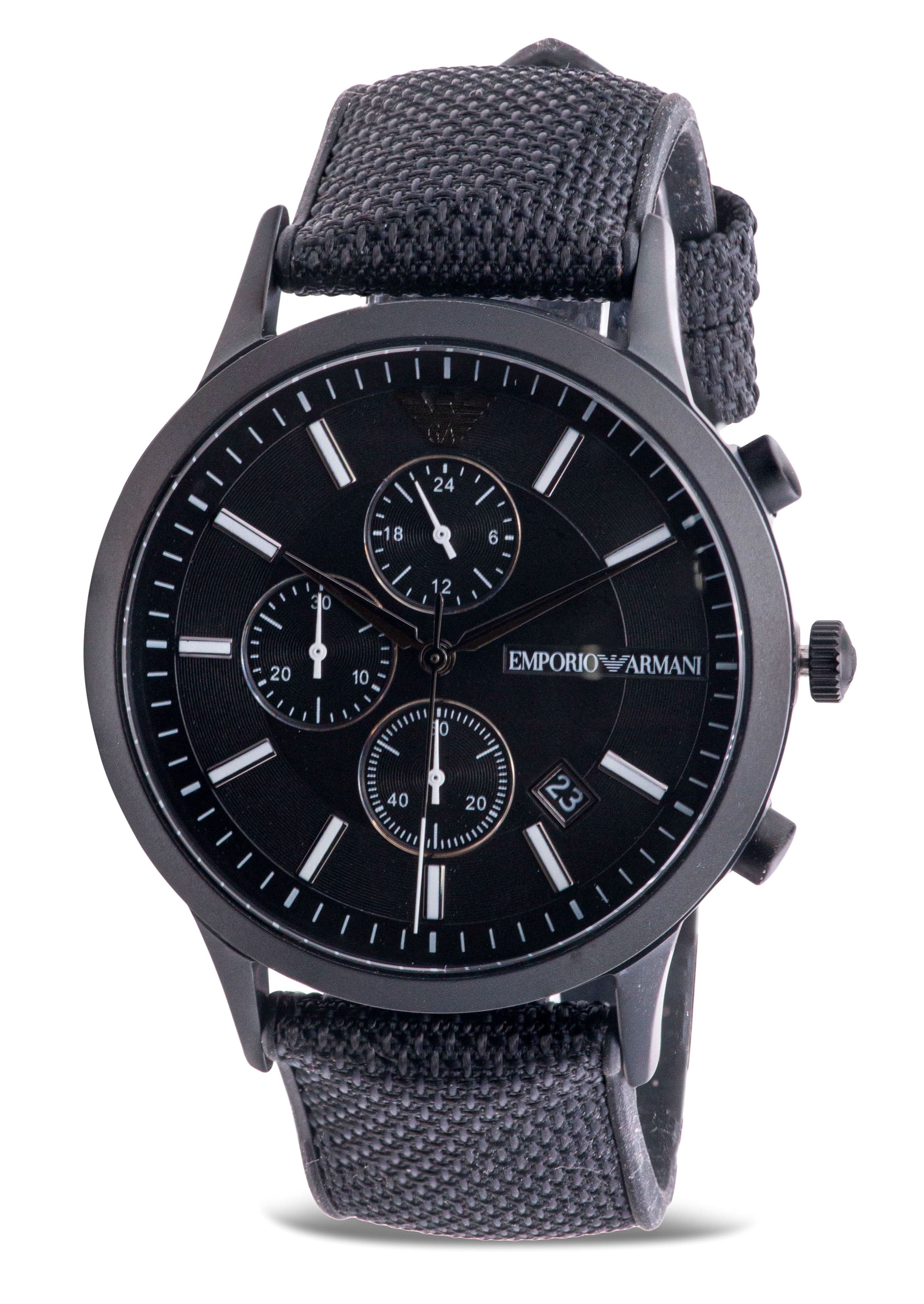  Shop Authentic Emporio Armani Renato Chronograph Black Dial Black Nylon Strap Watch For Men - AR11457 - Luxxuri
