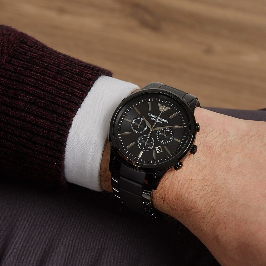  Shop Authentic Emporio Armani Ceramica Chronograph Black Dial Black Steel Strap Watch For Men - AR1451 - Luxxuri