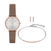  Shop Authentic Emporio Armani Classic Analog Silver Dial Brown Leather Strap Watch For Women - AR8040 - Luxxuri