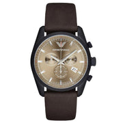  Shop Authentic Emporio Armani Sportivo Chronograph Beige Dial Brown Leather Strap Watch For Men - AR6081 - Luxxuri