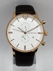  Shop Authentic Emporio Armani Retro Quartz White Dial Brown Leather Strap Watch For Men - AR1936 - Luxxuri
