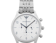  Shop Authentic Emporio Armani Classic Chronograph Silver Dial Silver Steel Strap Watch For Men - AR1879 - Luxxuri