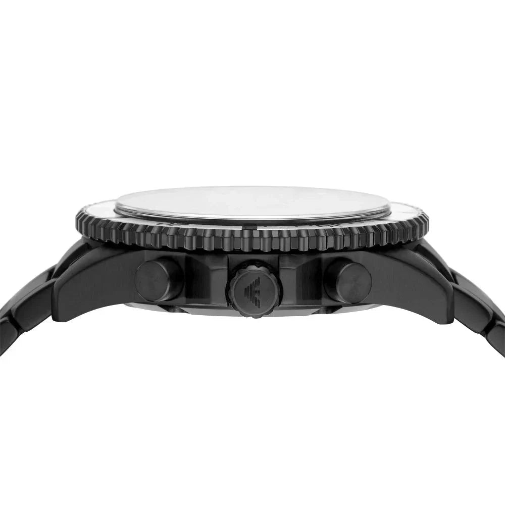  Shop Authentic Emporio Armani Diver Chronograph Black Dial Black Steel Strap Watch For Men - AR80050 - Luxxuri