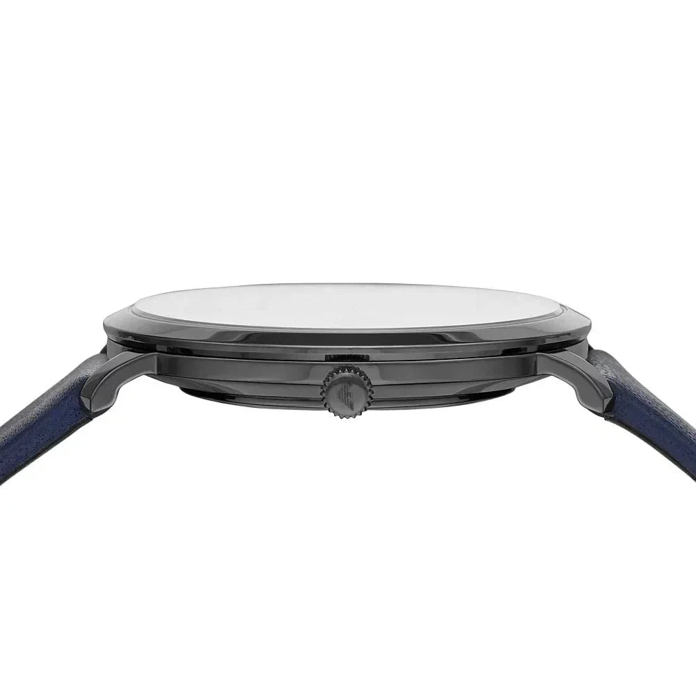  Shop Authentic Emporio Armani Modern Slim Analog Silver Dial Blue Leather Strap Watch For Men - AR11214 - Luxxuri