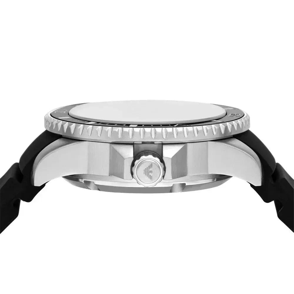Emporio Armani Sea Explorer Automatic Black Dial Black Silicone Strap Watch For Men - AR60078