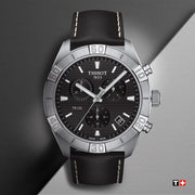 Shop Authentic Tissot PR 100 Sport Quartz Chronograph Black Dial Black Leather Strap Watch For Men - T101.617.16.051.00 - Luxxuri