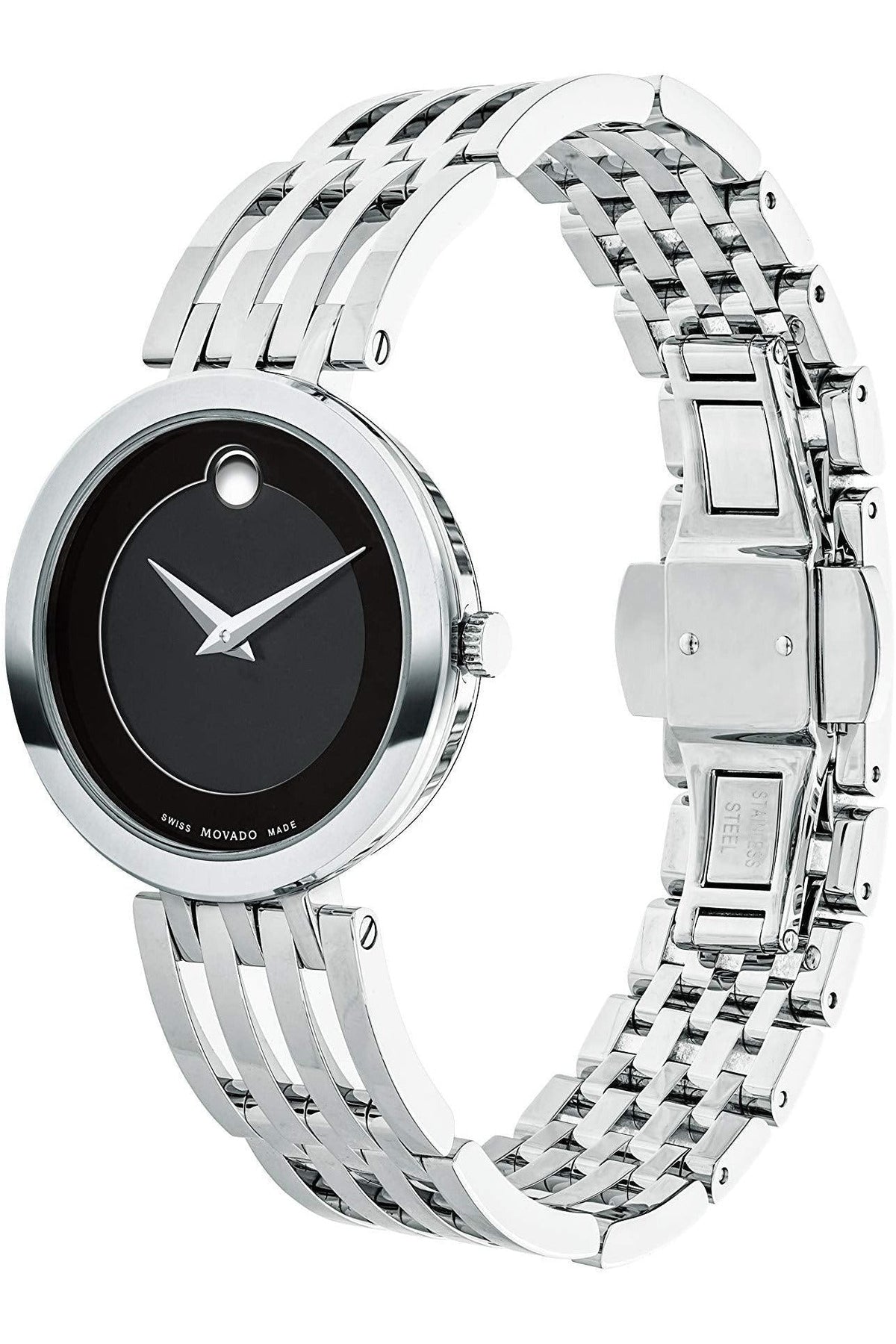  Shop Authentic Movado Esperanza 28mm Black Dial Silver Steel Strap Watch For Women - 0607051 - Luxxuri