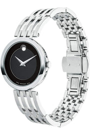  Shop Authentic Movado Esperanza 28mm Black Dial Silver Steel Strap Watch For Women - 0607051 - Luxxuri