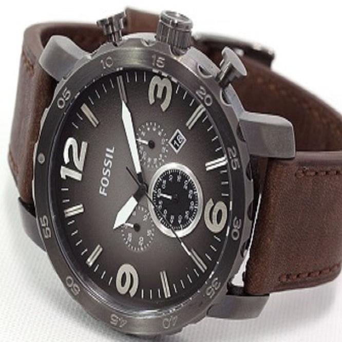  Shop Authentic Fossil Nate Chronograph Grey Dial Brown Leather Strap Watch for Men - JR1424 - Luxxuri