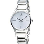  Shop Authentic Calvin Klein Stately White Dial Silver Steel Strap Watch for Women - K3G23126 - Luxxuri