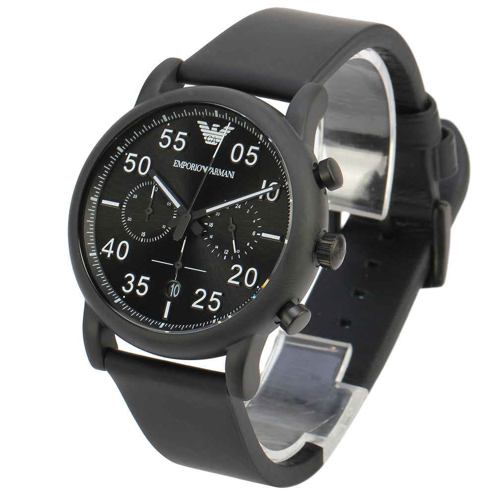  Shop Authentic Emporio Armani Luigi Chronograph Black Dial Black Leather Strap Watch For Men - AR11133 - Luxxuri