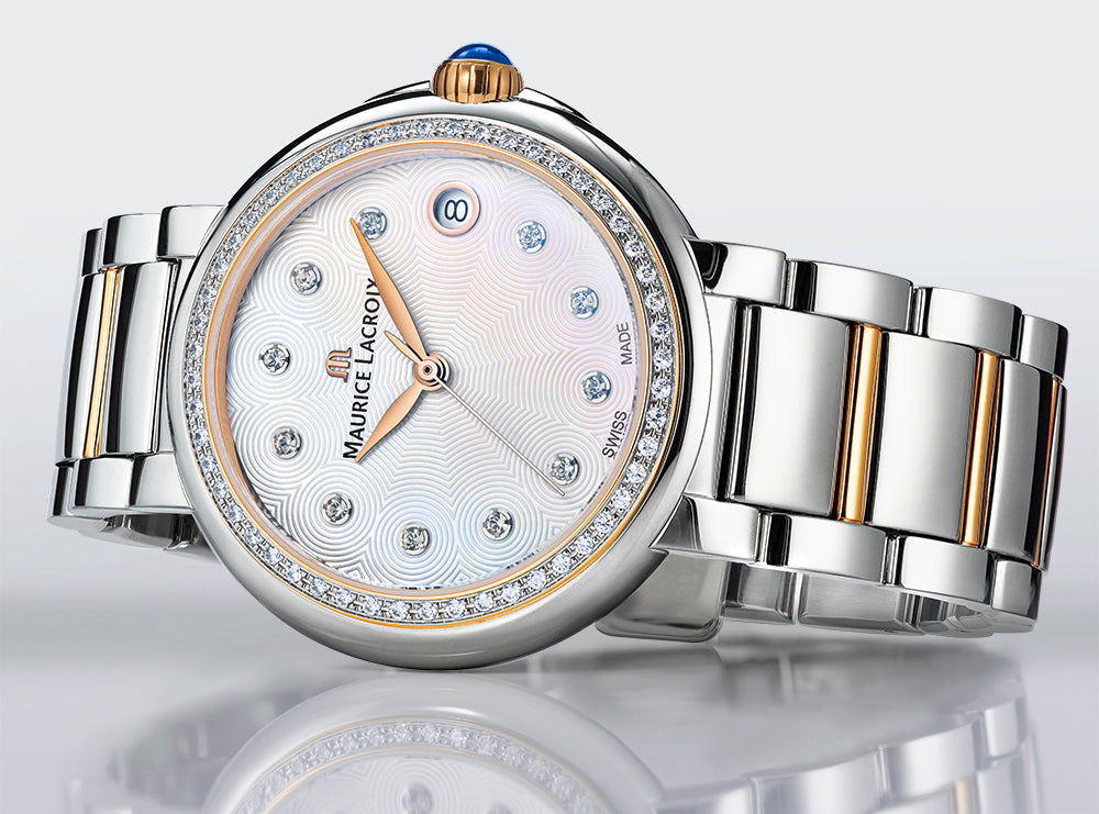  Shop Authentic Maurice Lacroix Fiaba Date Diamonds White Mother of Pearl Dial Two Tone Steel Strap Watch for Women - FA1007-PVP23-170-1 - Luxxuri