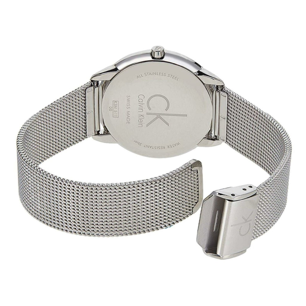  Shop Authentic Calvin Klein Minimal Black Dial Silver Mesh Bracelet Watch for Men - K3M51151 - Luxxuri