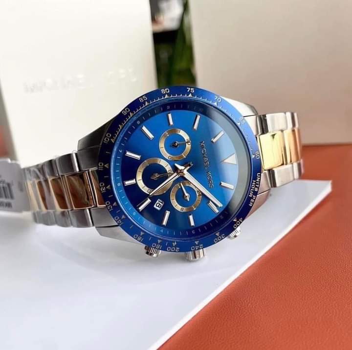  Shop Authentic Michael Kors Layton Chronograph Blue Dial Two Tone Steel Strap Watch For Men - MK8825 - Luxxuri