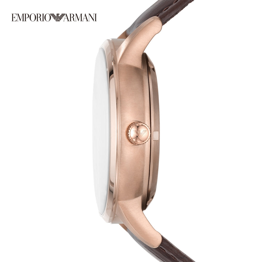  Shop Authentic Emporio Armani Meccanico Automatic Silver Dial Brown Leather Strap Watch For Men - AR60039 - Luxxuri