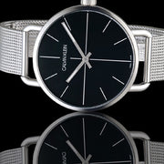  Shop Authentic Calvin Klein Even Black Dial Silver Mesh Bracelet Watch for Women - K7B23121 - Luxxuri
