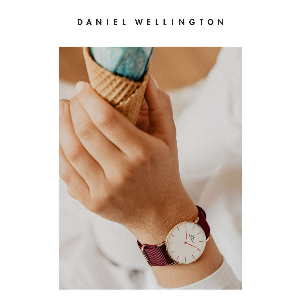  Shop Authentic Daniel Wellington Petite Roselyn White Dial Red Nylon Strap Watch For Women - DW00100291 - Luxxuri