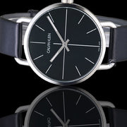  Shop Authentic Calvin Klein Even Black Dial Black Leather Strap Watch for Women  - K7B231CZ - Luxxuri