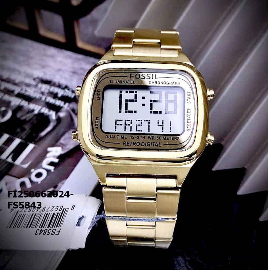  Shop Authentic Fossil Retro Digital Gold Dial Gold Steel Strap Watch for Men - FS5843 - Luxxuri
