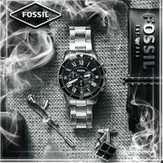  Shop Authentic Fossil Grant Sport Chronograph Black Dial Silver Steel Strap Watch for Men - FS5236 - Luxxuri