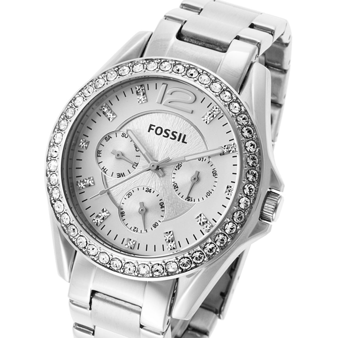  Shop Authentic Fossil Riley Multifunction Silver Dial Silver Steel Strap Watch for Women - ES3202 - Luxxuri