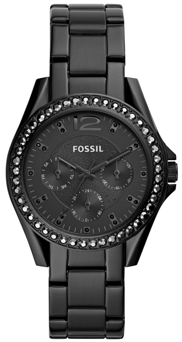  Shop Authentic Fossil Riley Multifunction Black Dial Black Steel Strap Watch for Women - ES4519 - Luxxuri