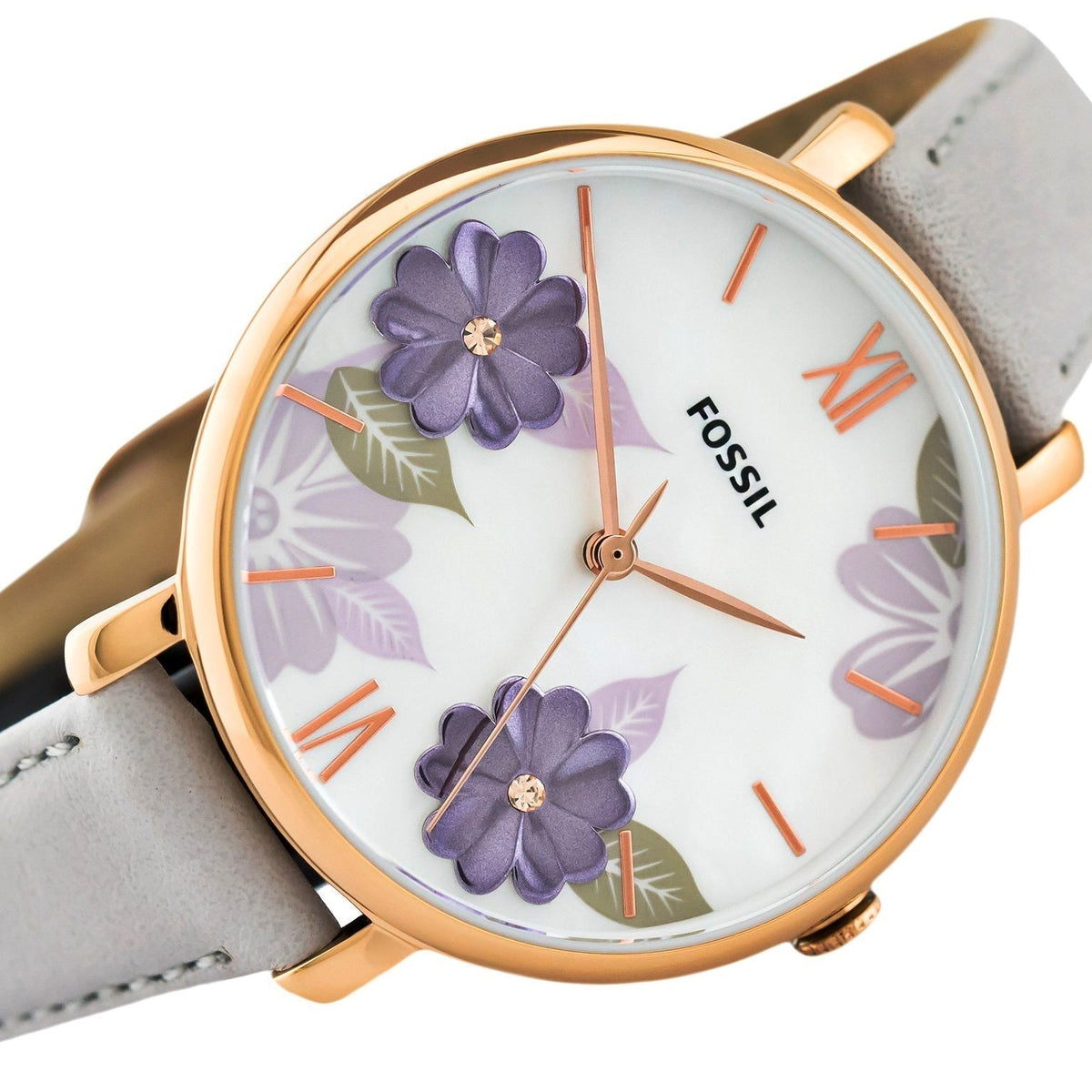  Shop Authentic Fossil Jacqueline Mother of Pearl Dial Grey Leather Strap Watch for Women - ES4672 - Luxxuri