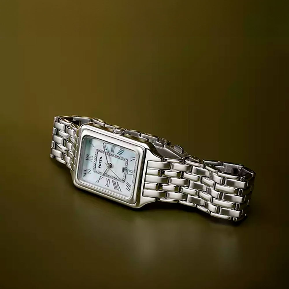  Shop Authentic Fossil Raquel Three Hand Date White Dial Silver Steel Strap Watch for Women - ES5221 - Luxxuri