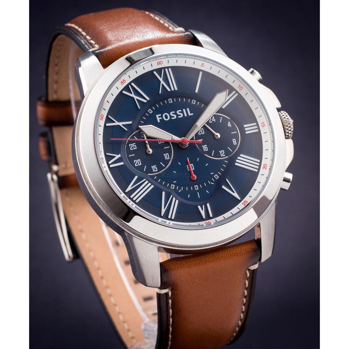  Shop Authentic Fossil Grant Chronograph Blue Dial Brown Leather Strap Watch for Men - FS5210 - Luxxuri