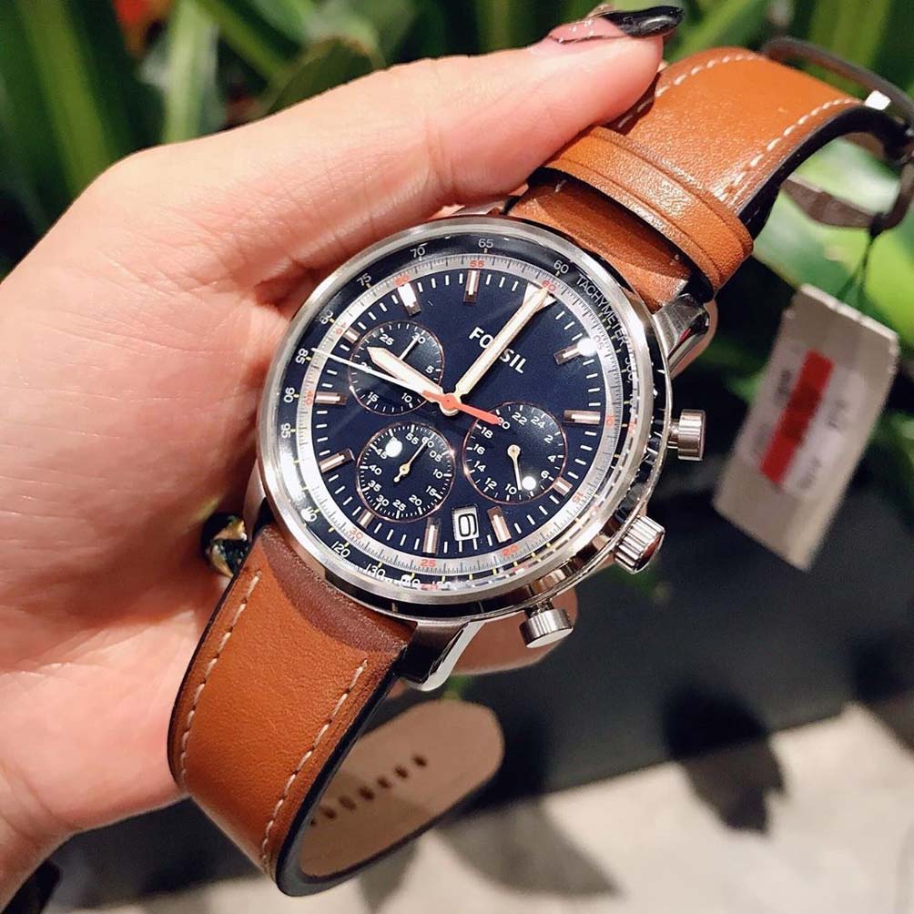  Shop Authentic Fossil Goodwin Chronograph Blue Dial Brown Leather Strap Watch for Men - FS5414 - Luxxuri