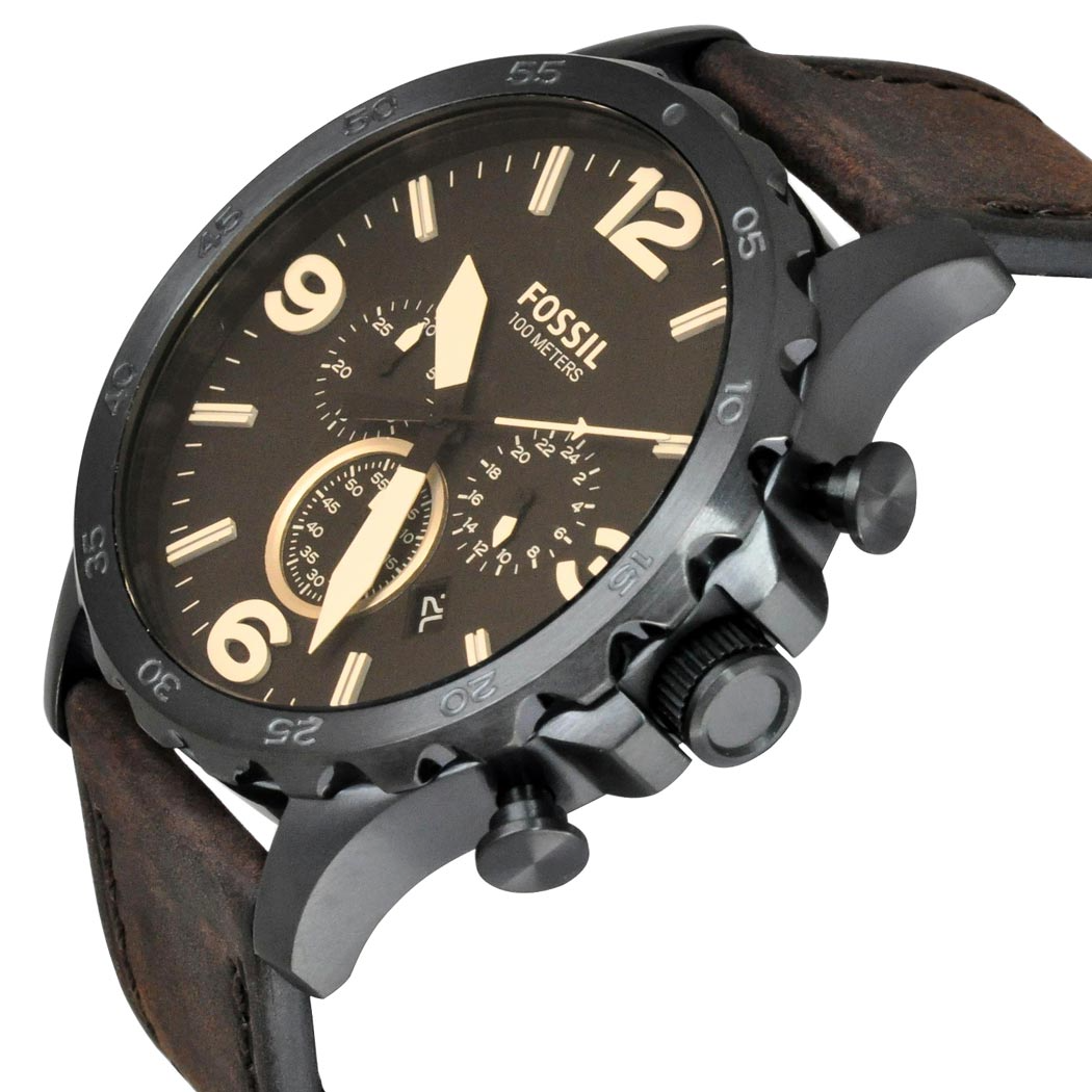  Shop Authentic Fossil Nate Chronograph Brown Dial Brown Leather Strap Watch for Men - JR1487 - Luxxuri