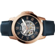  Shop Authentic Fossil Grant Automatic Skeleton Blue Dial Blue Leather Strap Watch for Men - ME3102 - Luxxuri