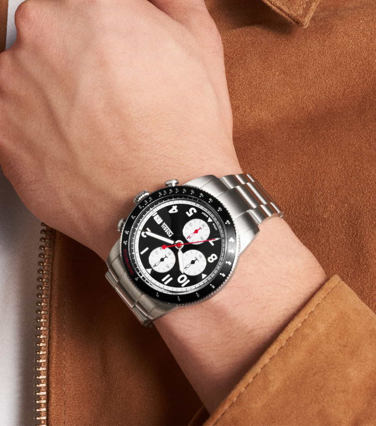  Shop Authentic Fossil Sport Tourer Chronograph Black Dial Silver Steel Strap Watch for Men - FS6045 - Luxxuri