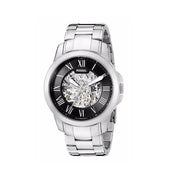  Shop Authentic Fossil Grant Automatic Skeleton Black Dial Silver Steel Strap Watch for Men - ME3103 - Luxxuri