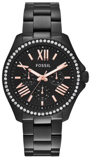 Shop Authentic Fossil Cecile Multi Function Crystals Black Dial Black Steel Strap Watch for Women - AM4522 - Luxxuri